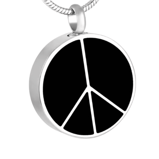 Peace Symbol Cremation Necklace Stainless Steel