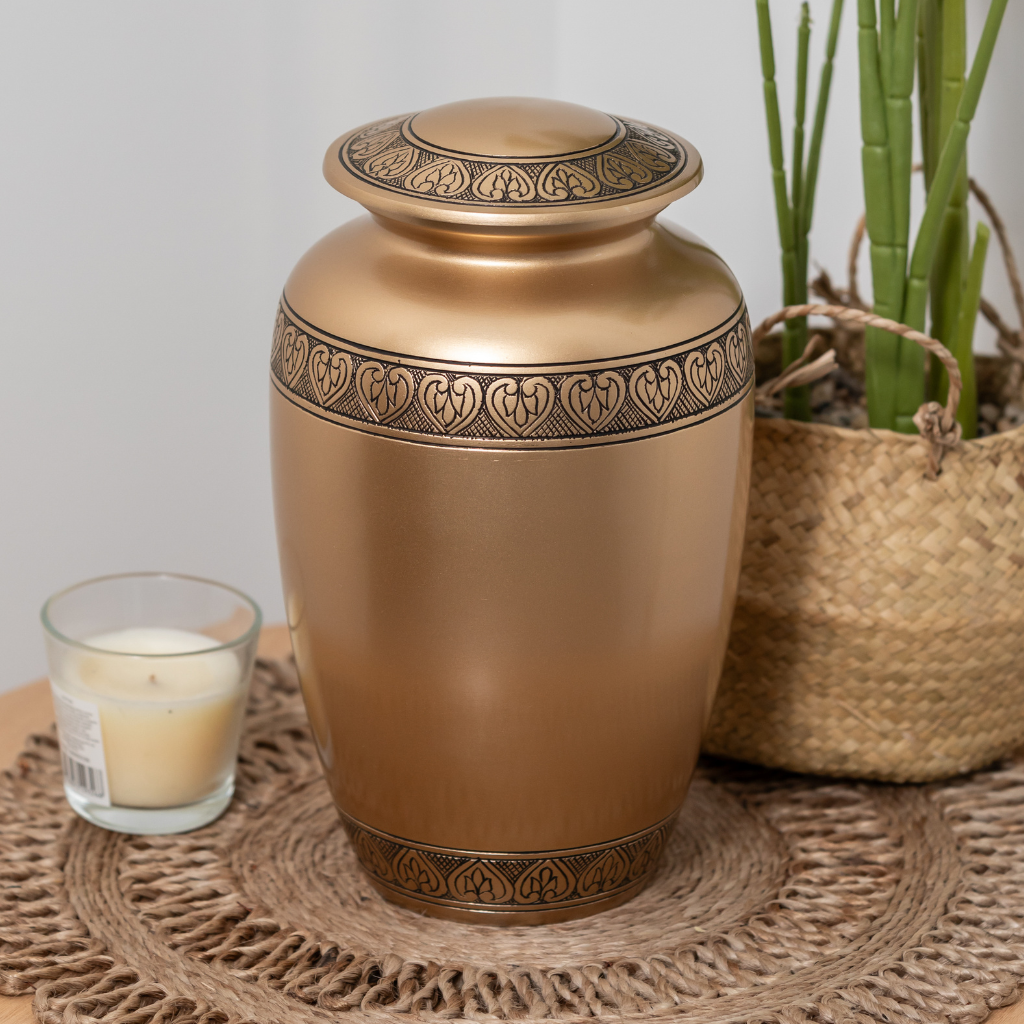 Leaf Band Bronze Aluminium Urn