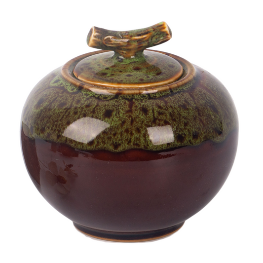 Green And Brown Earthly Ceramic Keepsake Urn