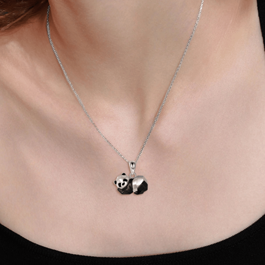 Panda Cremation Necklace Sterling Silver