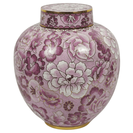 Floral Pink Cloisonne Urn