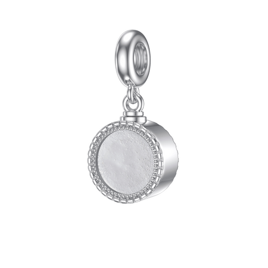 Circle Picture Frame Cremation Charm Sterling Silver