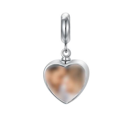 Heart Picture Frame Cremation Charm Sterling Silver