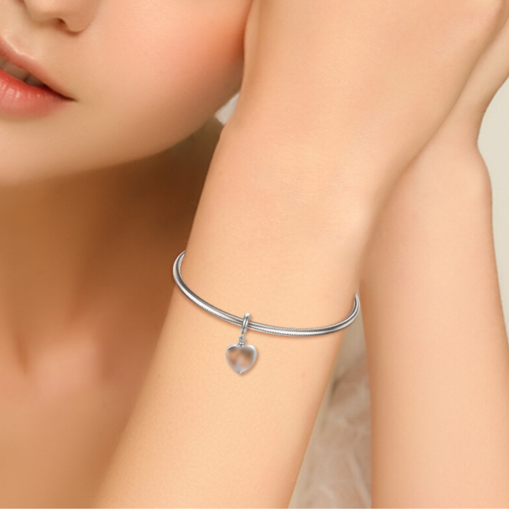 Heart Picture Frame Cremation Charm Sterling Silver