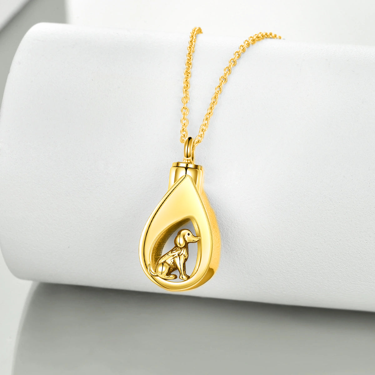 Dog Tear Cremation Necklace Gold Vermeil
