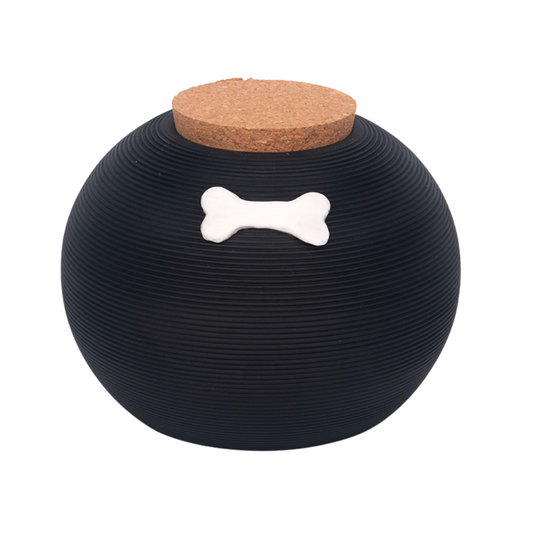 Textured Bone Black Small Ceramic Urn