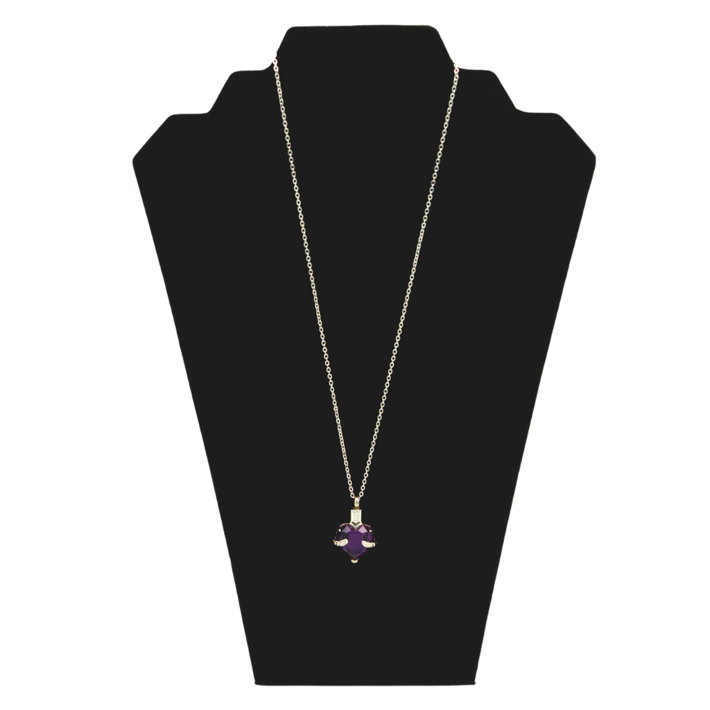 Purple Crystal Heart Cremation Necklace Stainless Steel