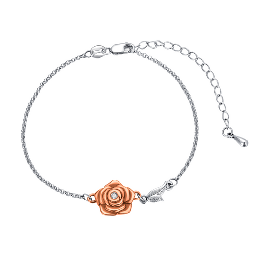Rose Gold Flower Cremation Bracelet Sterling Silver