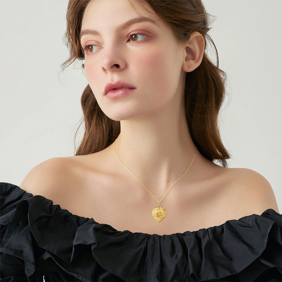Rose Heart Cremation Necklace Gold Vermeil