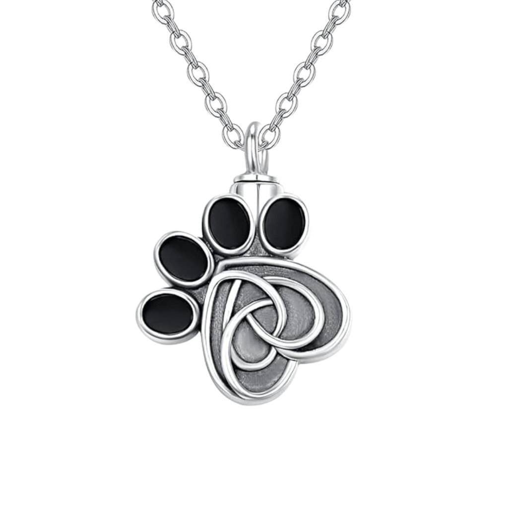 Runic Paw Cremation Necklace Sterling Silver