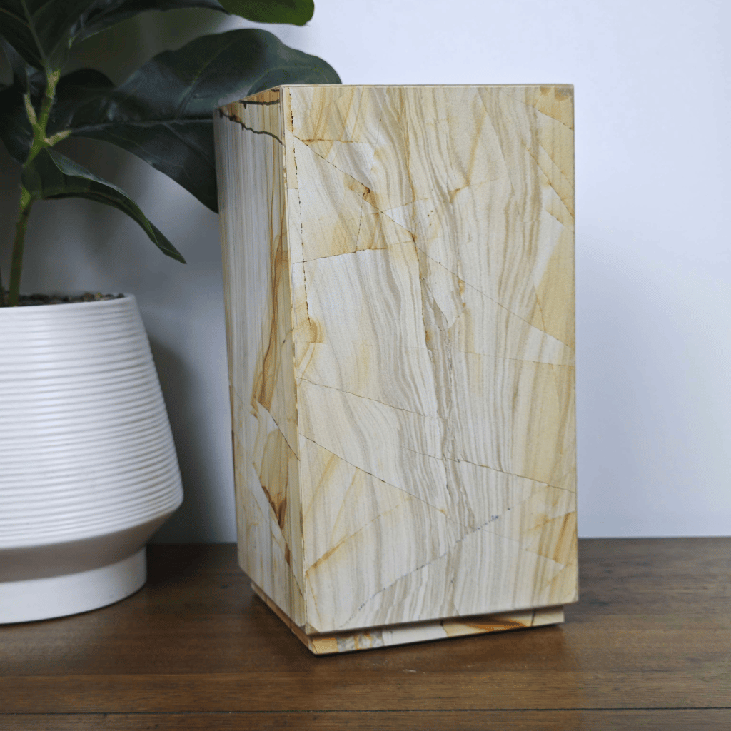 Wood Textured Rectangle Marble Cremation Urn