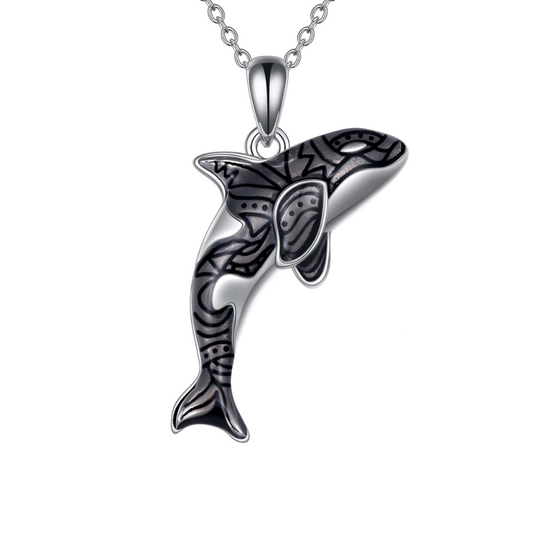 Killer Whale Cremation Necklace Sterling Silver