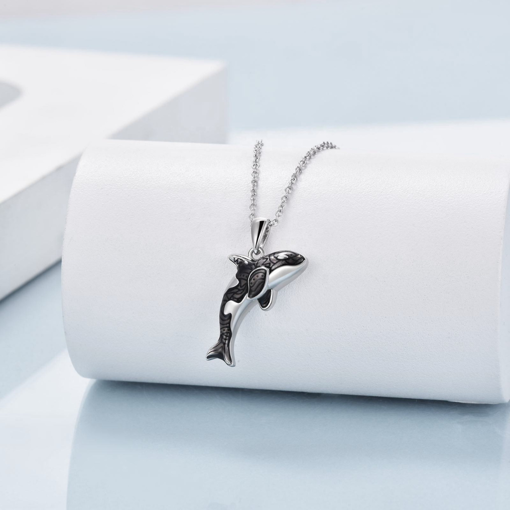Killer Whale Cremation Necklace Sterling Silver