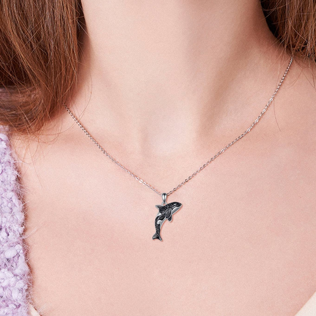 Killer Whale Cremation Necklace Sterling Silver