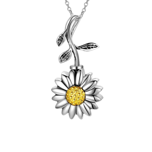 Sunflower Cremation Necklace Sterling Silver