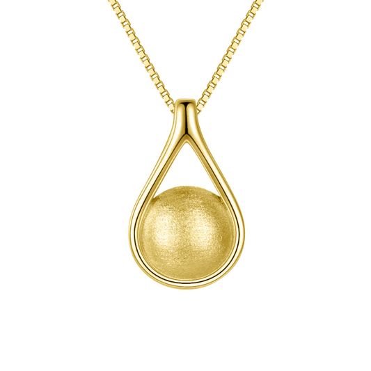 Tear Droplet Cremation Necklace Gold Vermeil
