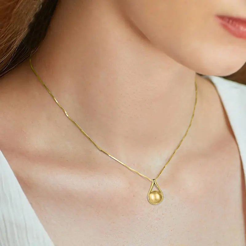 Tear Droplet Cremation Necklace Gold Vermeil