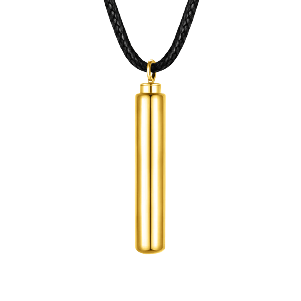 Cylinder Cremation Necklace Gold Vermeil