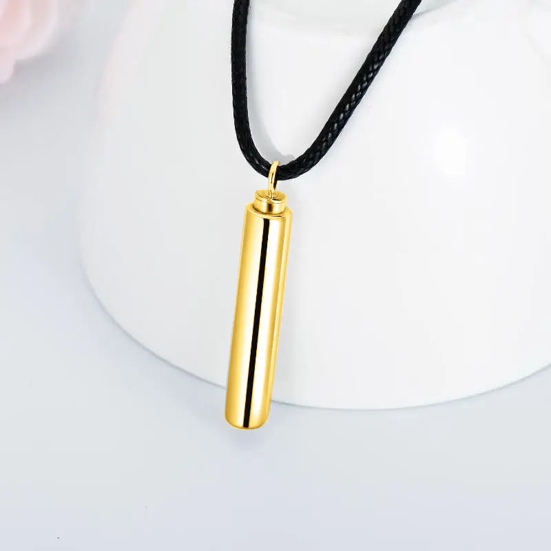 Cylinder Cremation Necklace Gold Vermeil