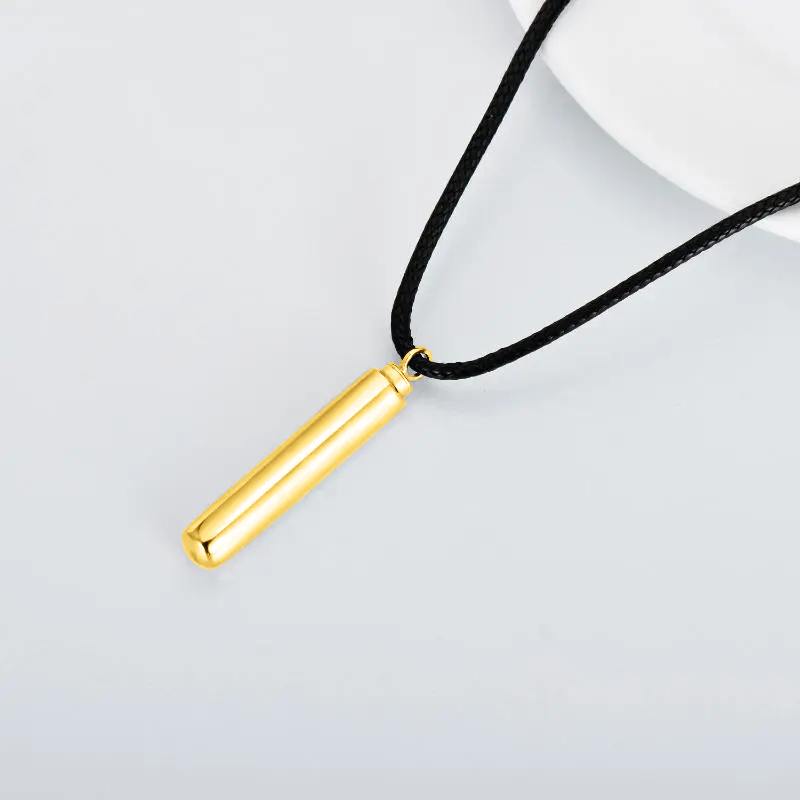 Cylinder Cremation Necklace Gold Vermeil