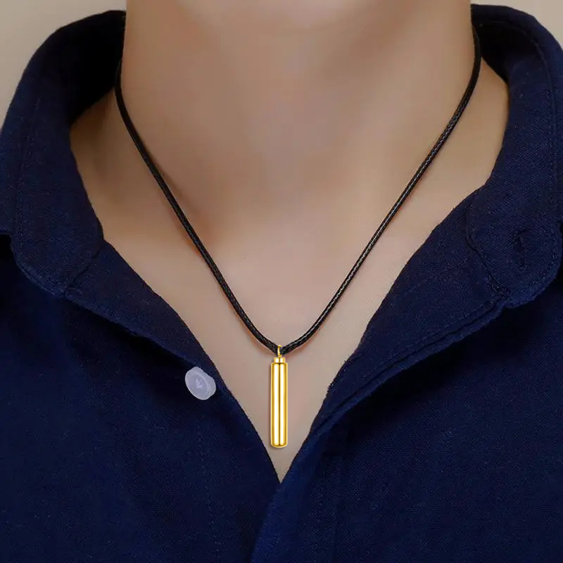 Cylinder Cremation Necklace Gold Vermeil