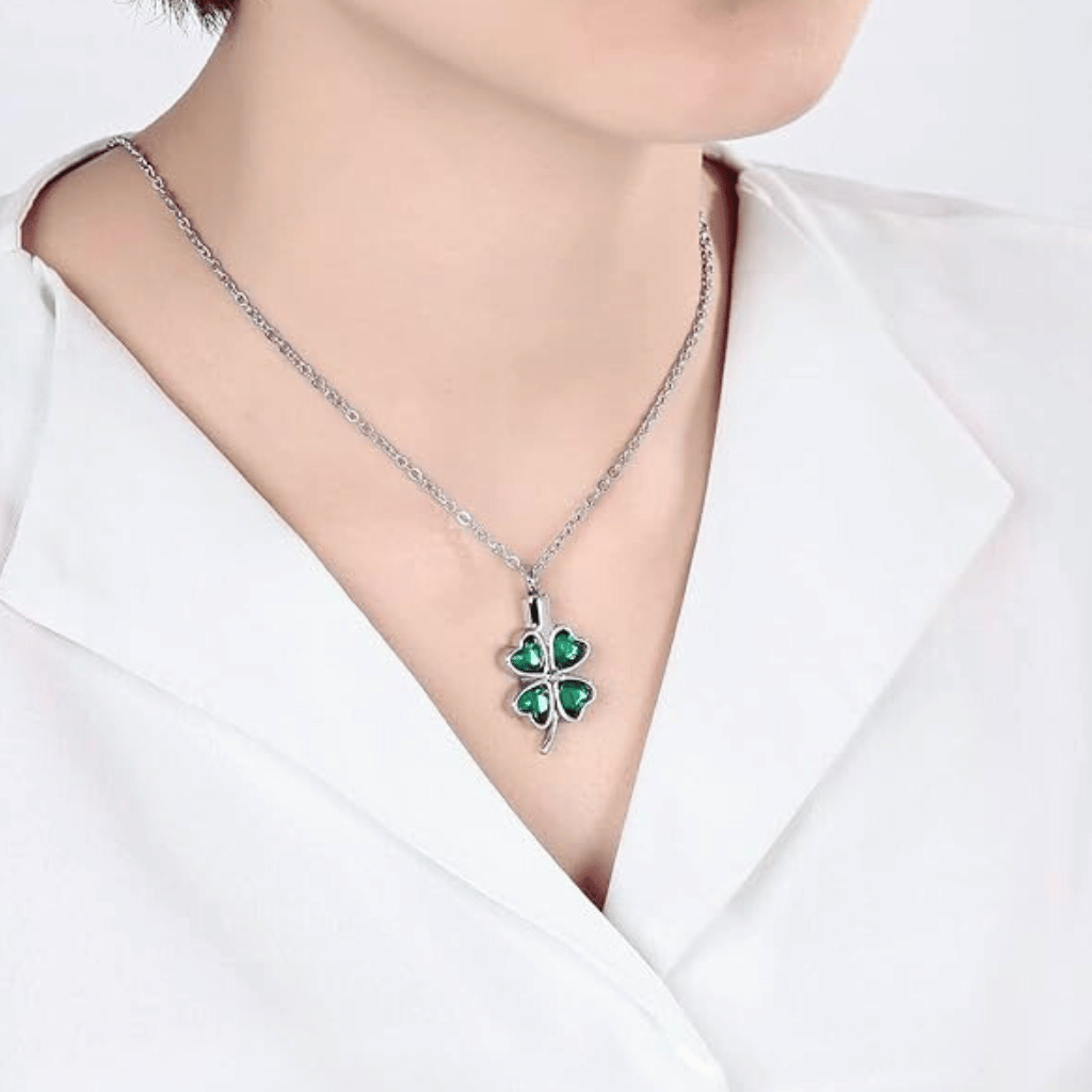 Clover Cremation Necklace Stainless Steel