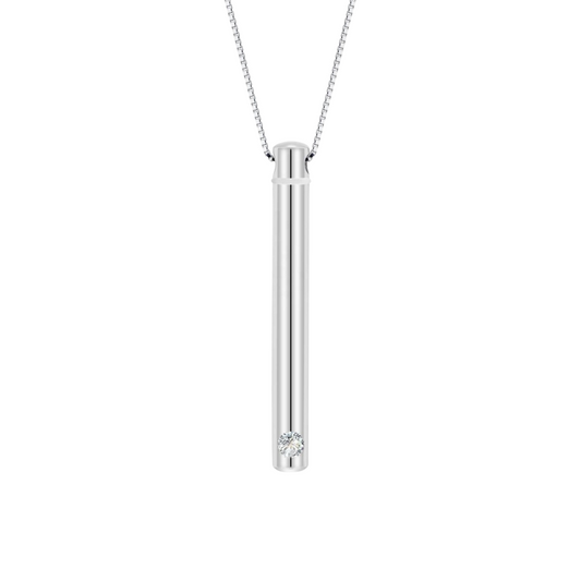Slim Chamber With Crystal Cremation Necklace Sterling Silver