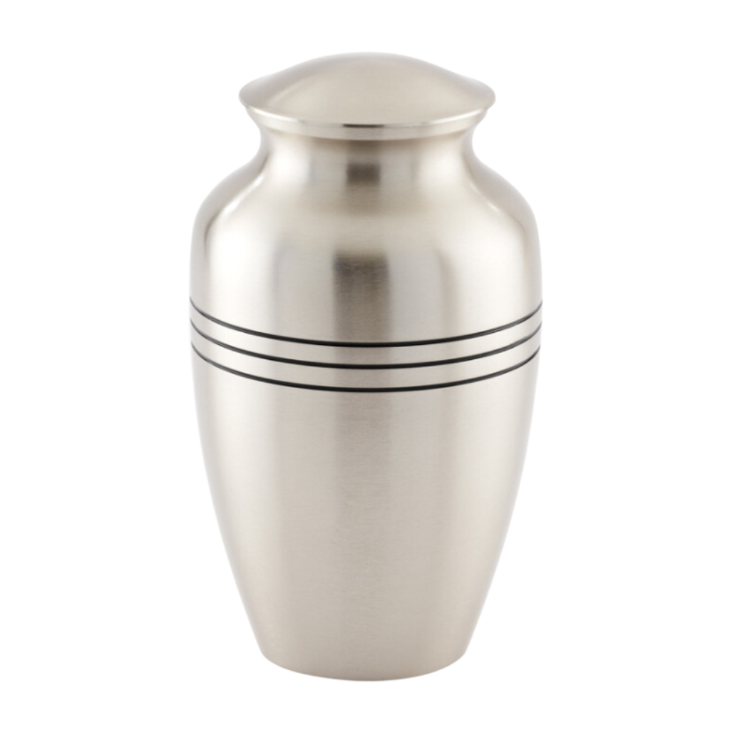 Three Lines Silver Aluminium Urn