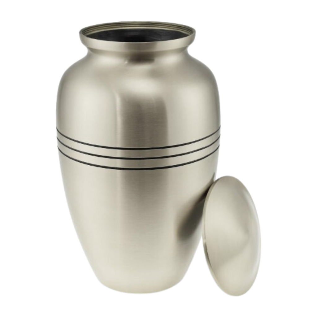 Three Lines Silver Aluminium Urn