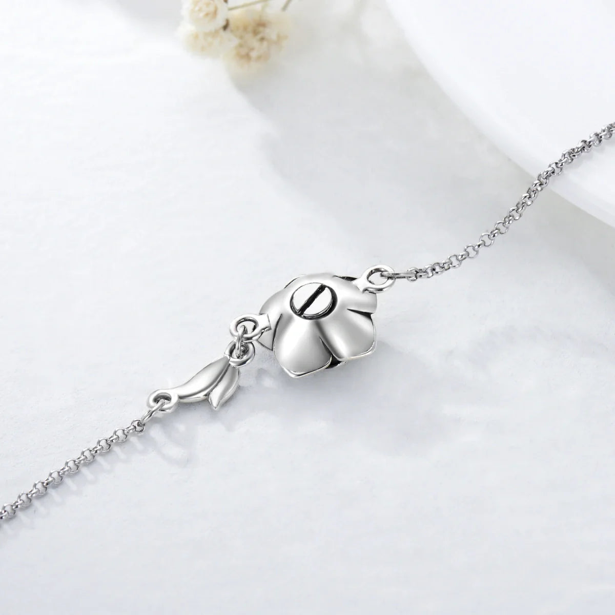 Silver Flower Cremation Bracelet Sterling Silver