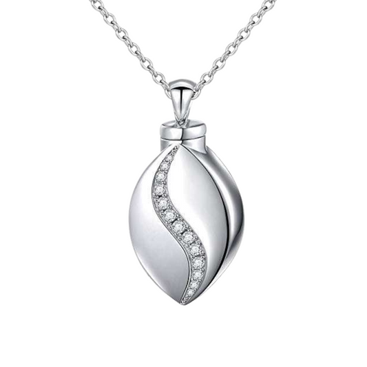 Tear With CZ Cremation Necklace Sterling Silver