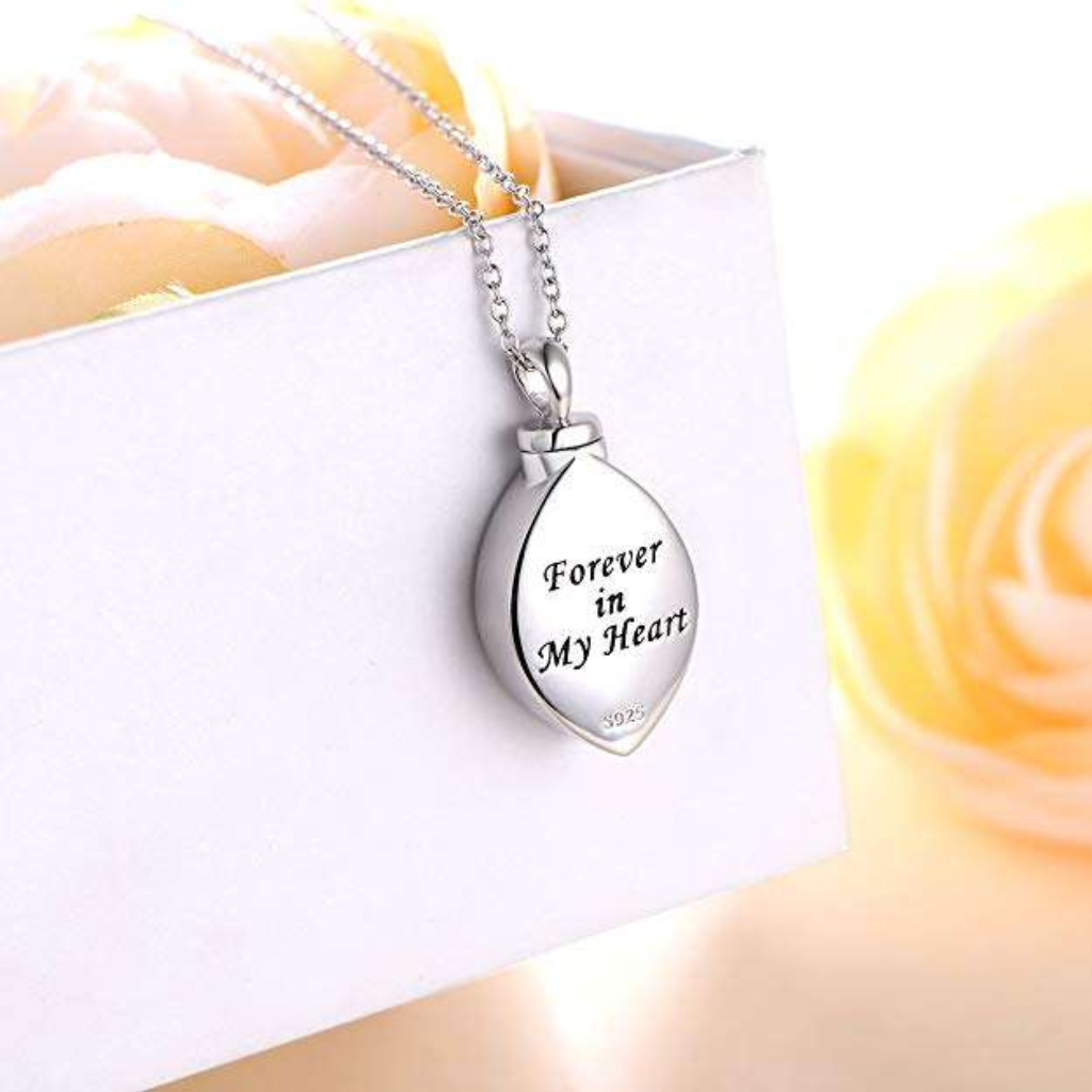 Tear With CZ Cremation Necklace Sterling Silver