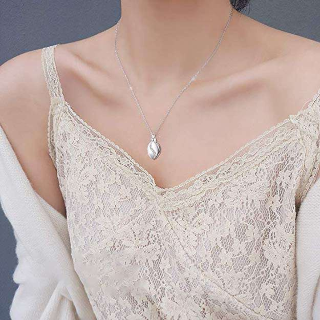 Tear With CZ Cremation Necklace Sterling Silver