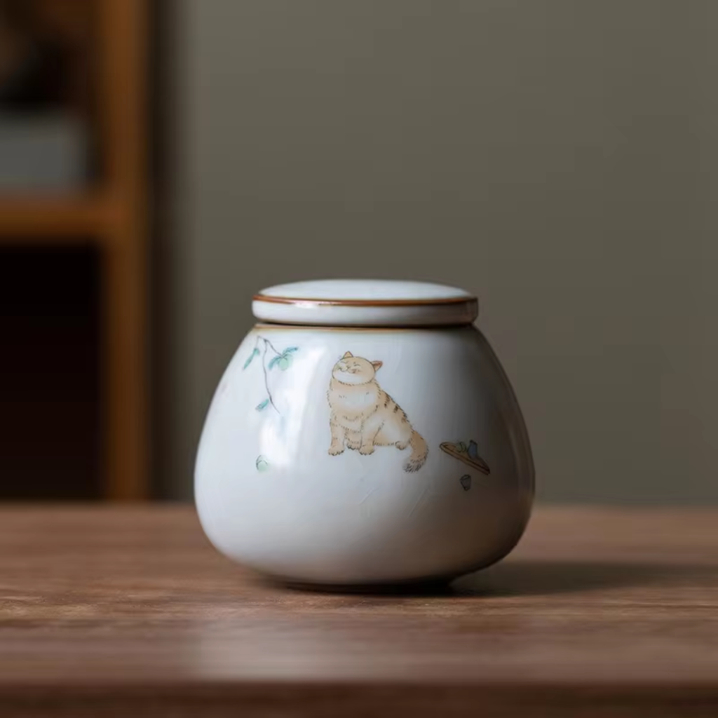 Cat Ceramic Keepsake Urn D4