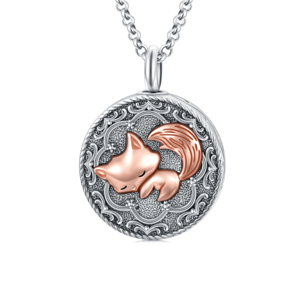 Fox Cremation Necklace Sterling Silver