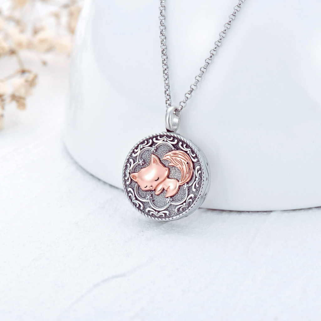 Fox Cremation Necklace Sterling Silver