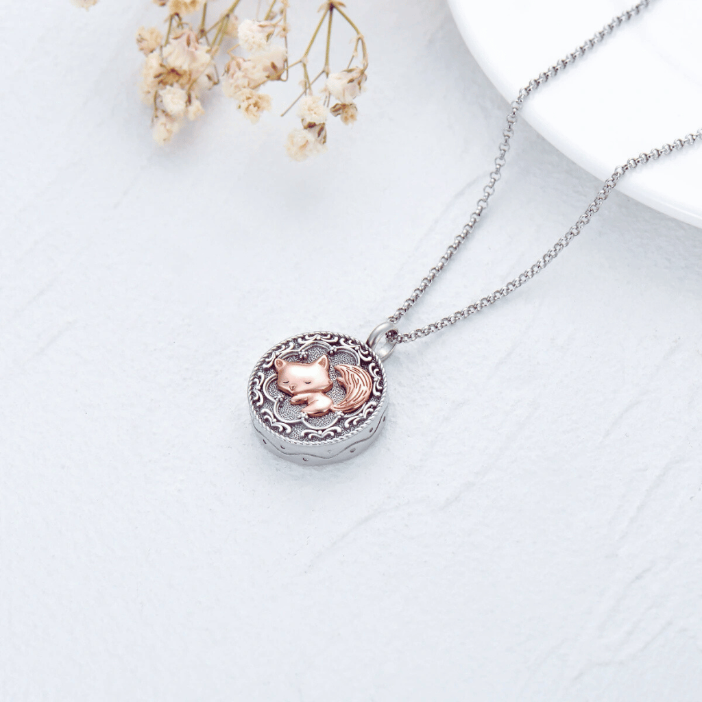 Fox Cremation Necklace Sterling Silver