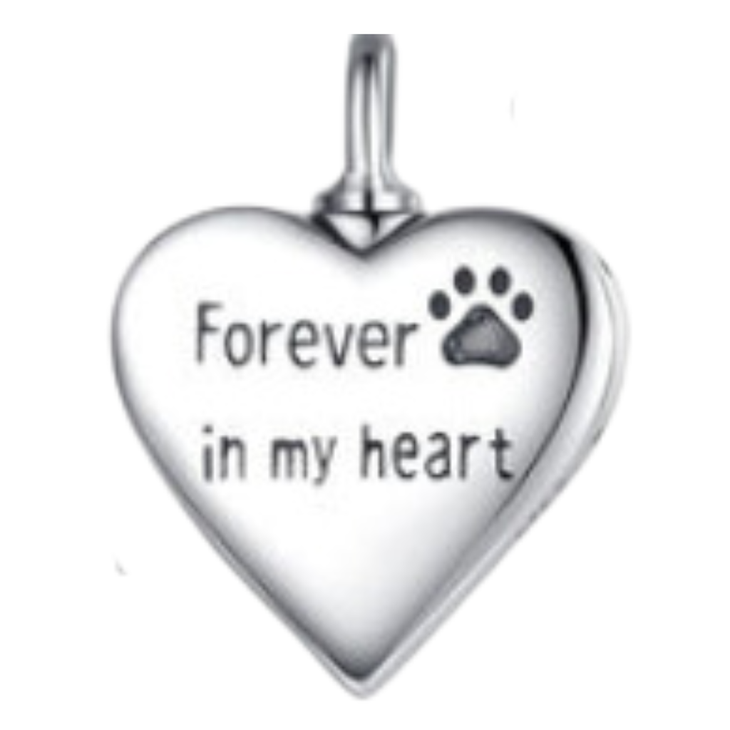 Sleeping Dog Heart Cremation Necklace Sterling Silver