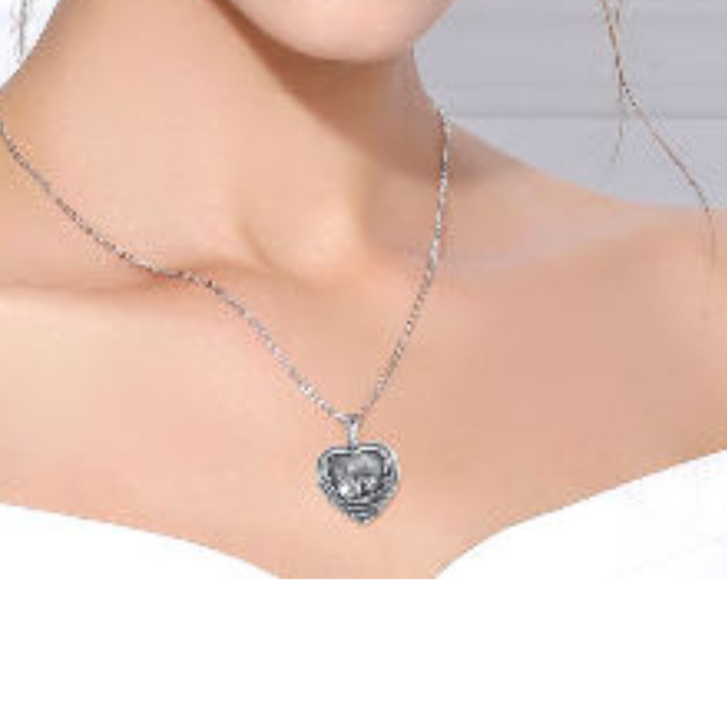 Sleeping Dog Heart Cremation Necklace Sterling Silver