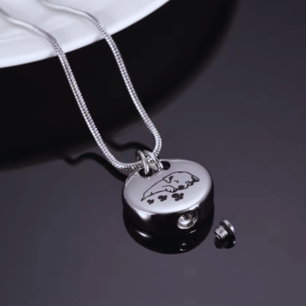 Sleeping Dog Cremation Necklace Stainless Steel