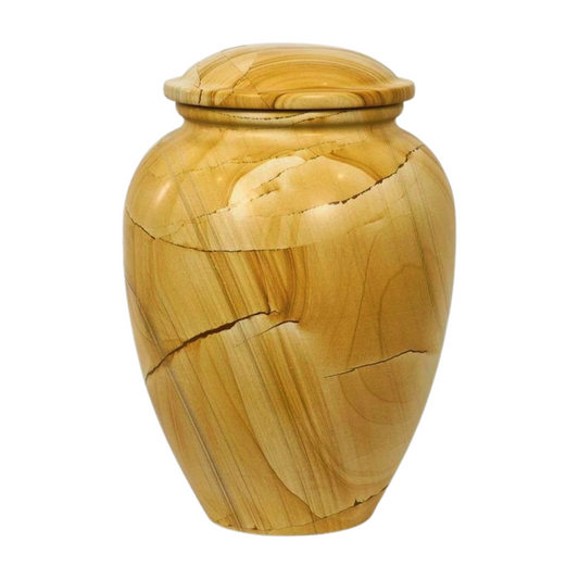 Wood Textured Classic Marble Cremation Urn