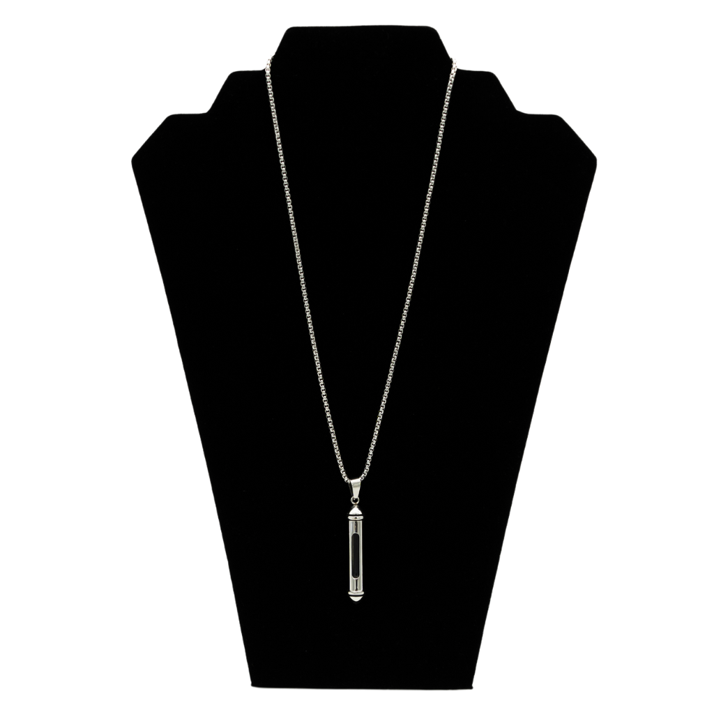 Silver Capsule Clear Chamber Cremation Necklace Stainless Steel