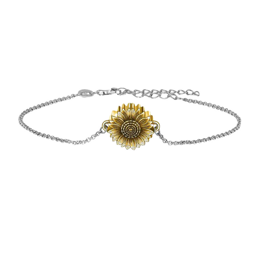 Sunflower Cremation Bracelet Sterling Silver