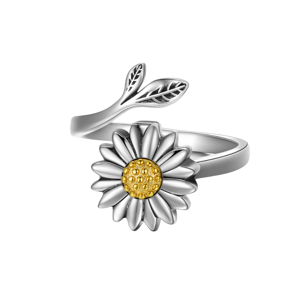 Sunflower Cremation Ring Sterling Silver