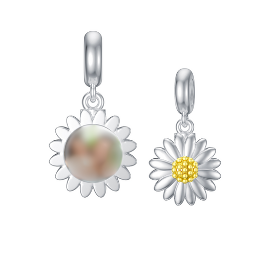 Sunflower Picture Frame Cremation Charm Sterling Silver