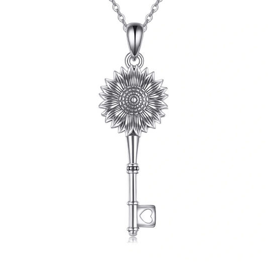 Sunflower Key Cremation Necklace Sterling Silver