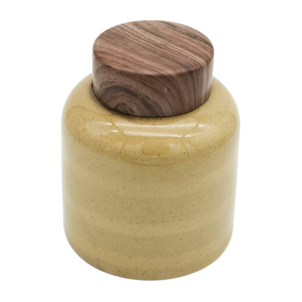 Layered Brown Small Ceramic Urn