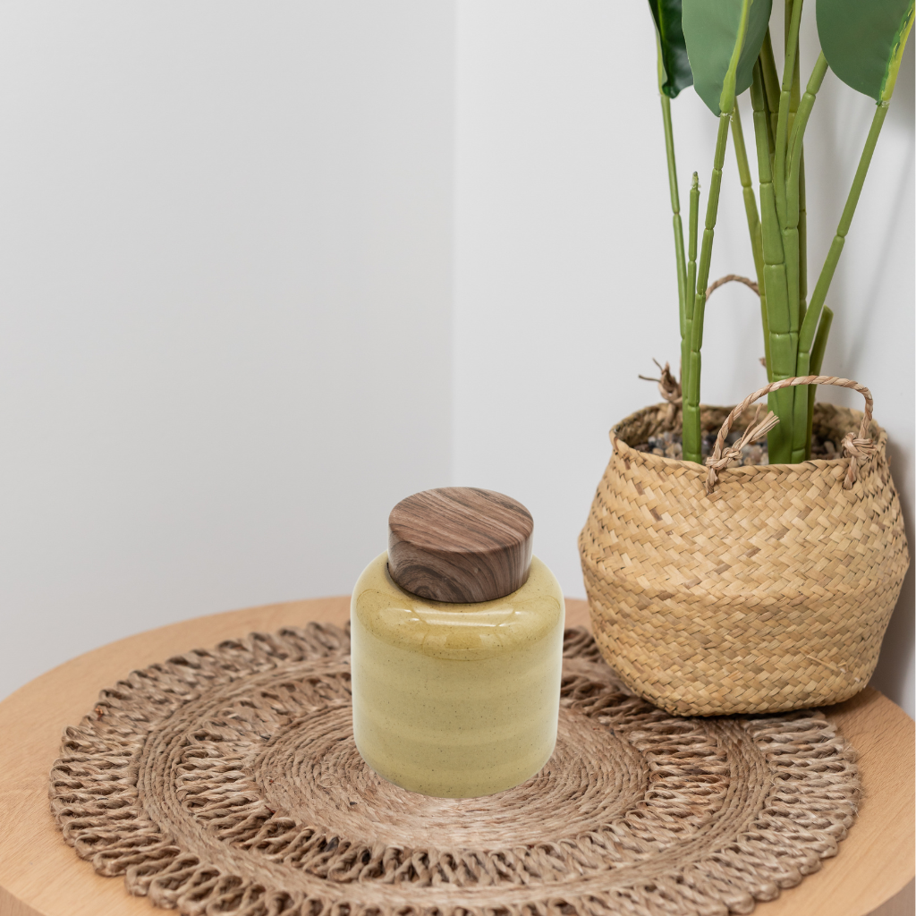 Layered Brown Small Ceramic Urn