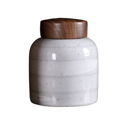 Layered White Small Ceramic Urn