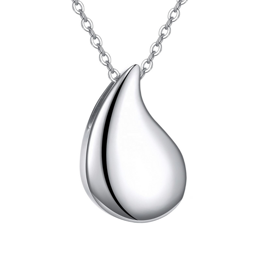 Teardrop Cremation Necklace Sterling Silver